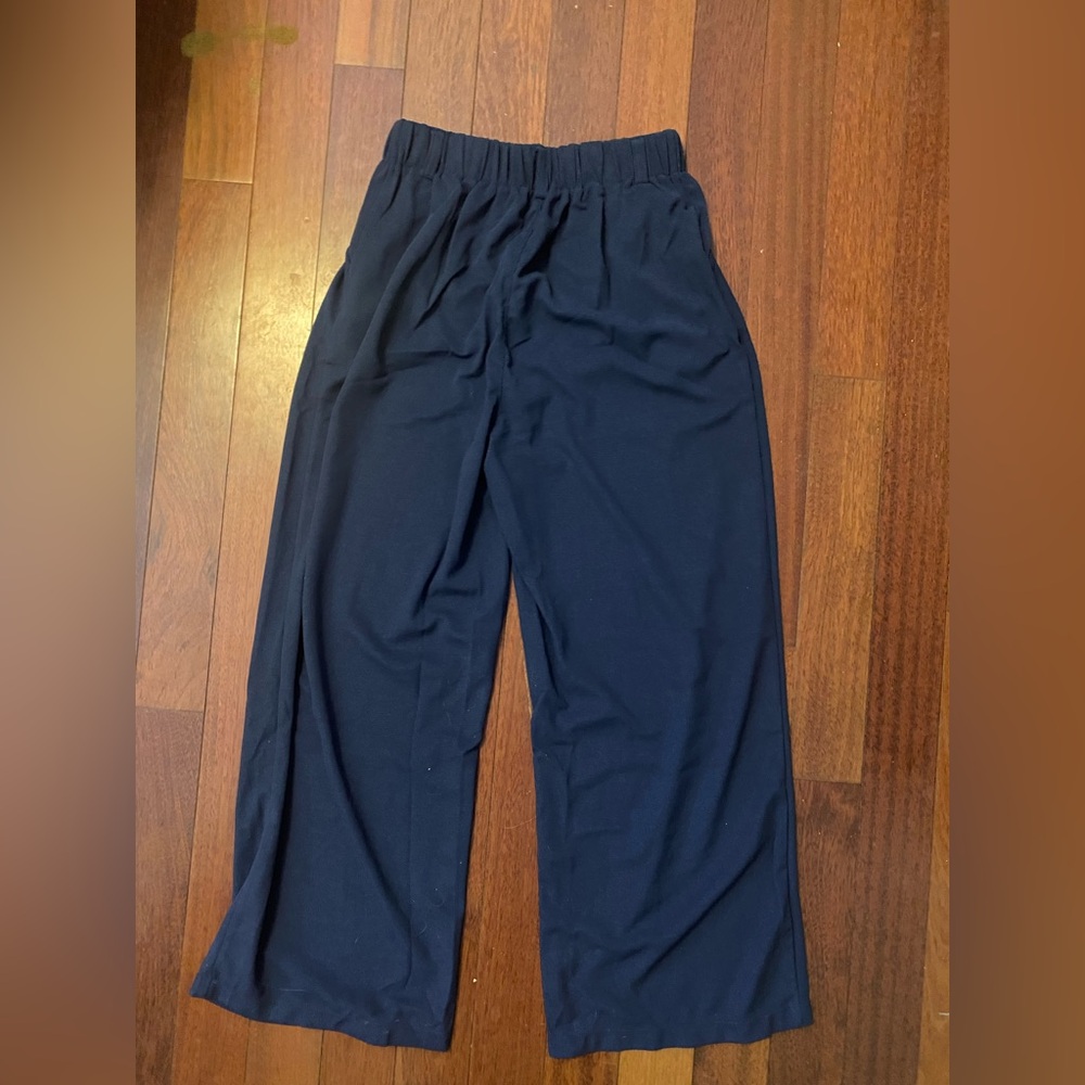 NWT Halara Flex High Waisted Pocket Wide Leg Waffle Work Pants dark blue - Picture 5 of 5